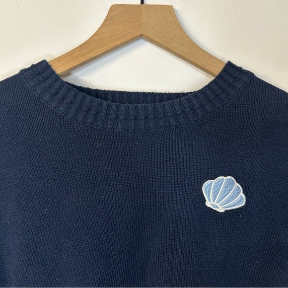 Happily Grey Navy Blue Seashell Sweater, Size XS - Picture 2 of 7